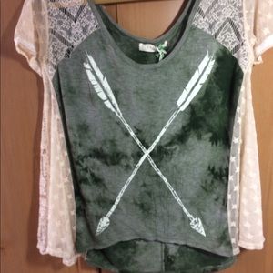 Scrapbook Double Arrow Lacy grn T Shirt